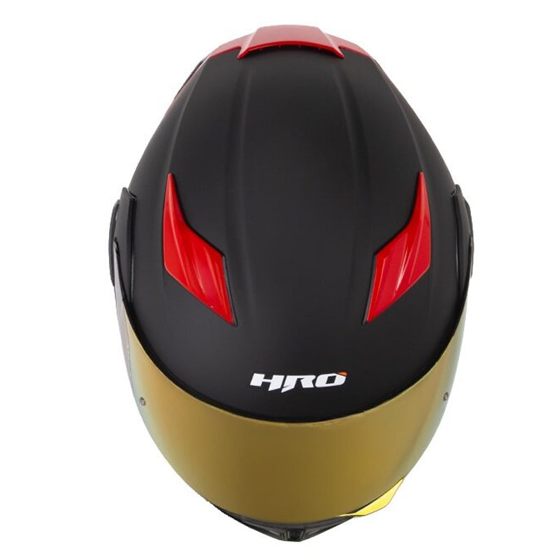 Casco Hro 3400Dv Evo Solid Negro Rojo Visor Iridium Rojo
