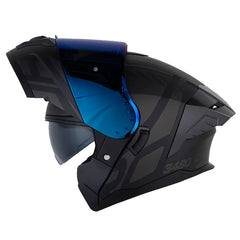 Casco Hro 3480Dv Evo Duality Negro Gris Visor Iridium Azul