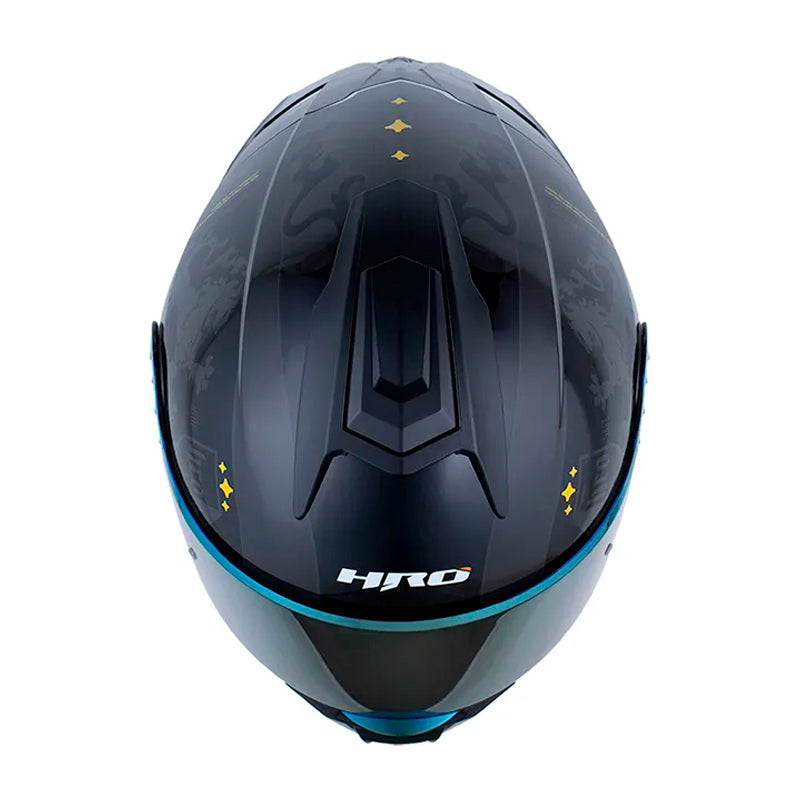 Casco Hro 3480Dv Evo Fire Cat Gris Negro Visor Iridium Dorado