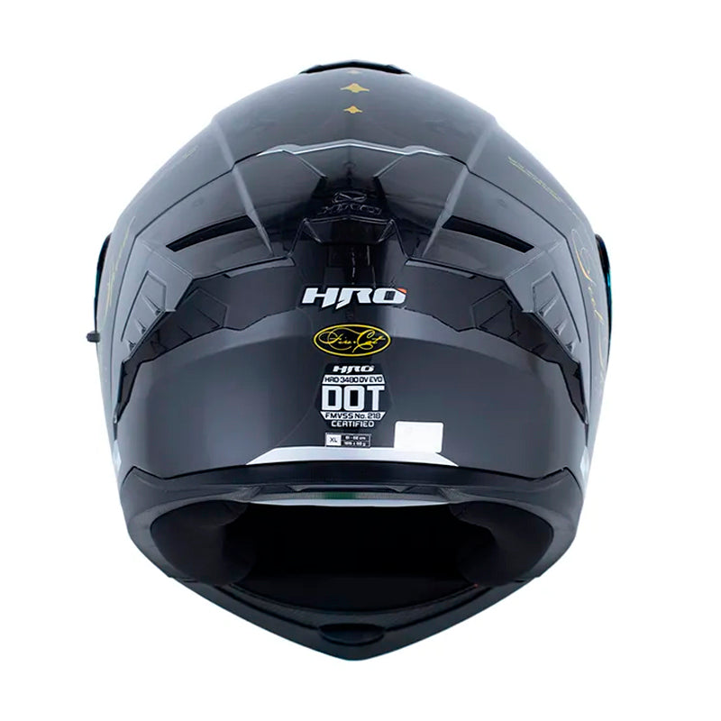 Casco Hro 3480Dv Evo Fire Cat Gris Negro Visor Iridium Dorado