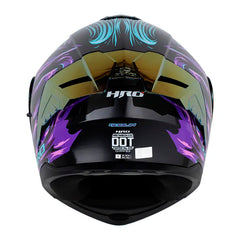 Casco Hro 3480Dv Evo Goblin Negro Azul Visor Iridium Morado
