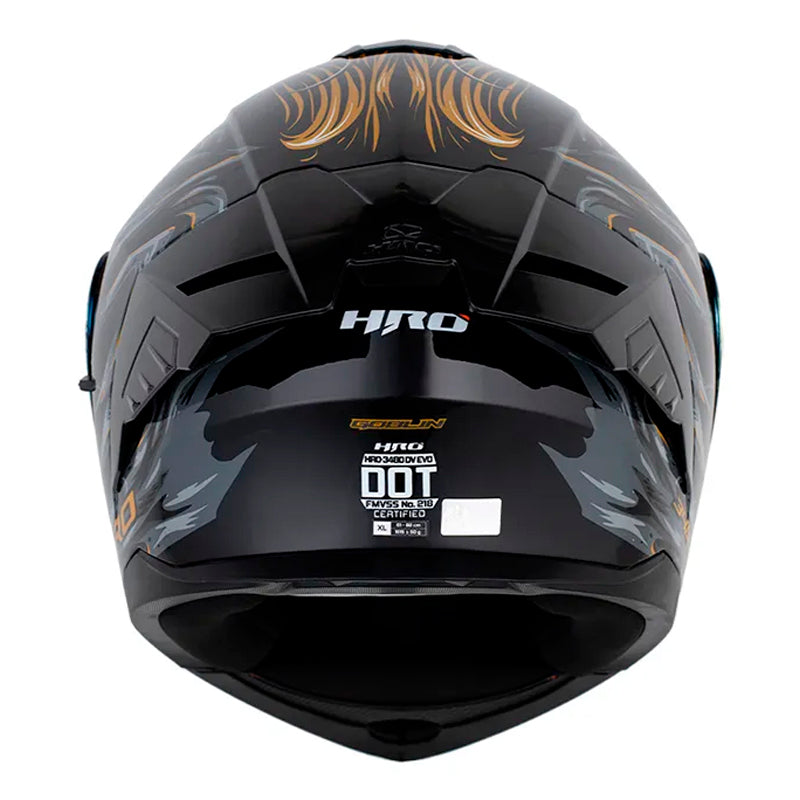 Casco Hro 3480Dv Evo Goblin Negro Dorado Visor Iridium Dorado