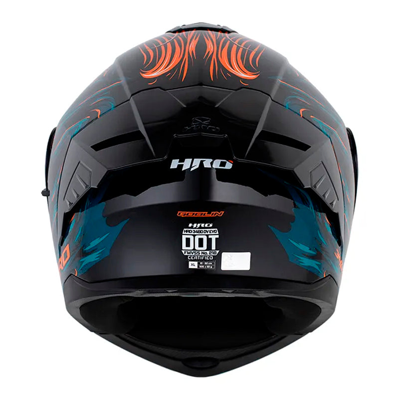 Casco Hro 3480Dv Evo Goblin Negro Naranja Visor Smoke