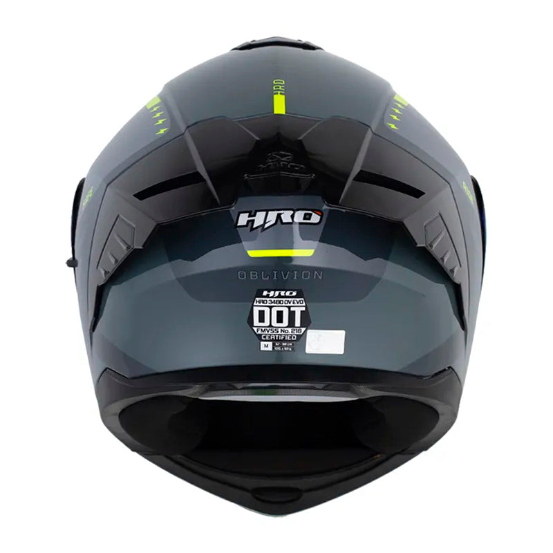 Casco Hro 3480Dv Evo Oblivion Gris Amarillo Neon Visor Iridium Azul
