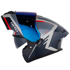 Casco Hro 3480Dv Evo Oblivion Gris Naranja Neon Visor Iridium Azul