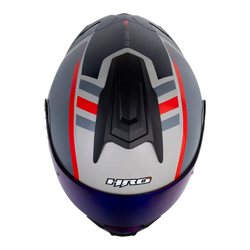 Casco Hro 3480Dv Evo Oblivion Gris Naranja Neon Visor Iridium Azul