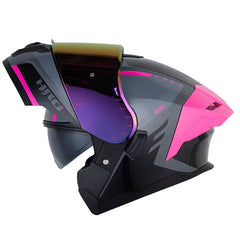 Casco Hro 3480Dv Evo Oblivion Gris Oscuro Fucsia Visor Iridium Morado