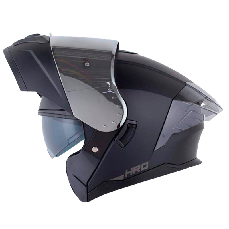 Casco Hro 3480Dv Evo Solid V2 Negro Gris Visor Iridium Silver