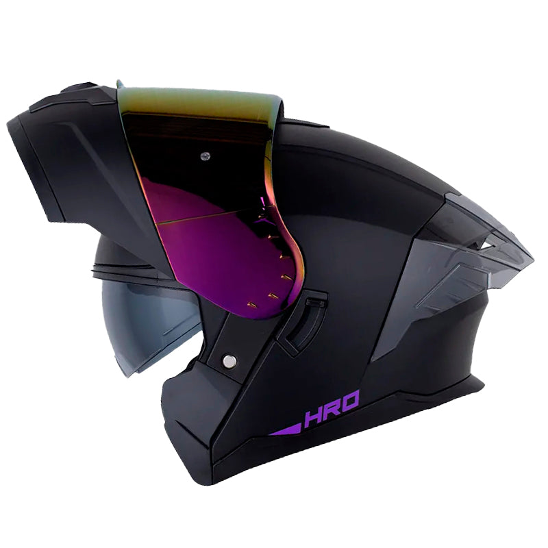 Casco Hro 3480Dv Evo Solid V2 Negro Morado Visor Iridium Morado