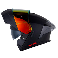 Casco Hro 3480Dv Evo Solid V2 Negro Rojo Visor Iridium Rojo