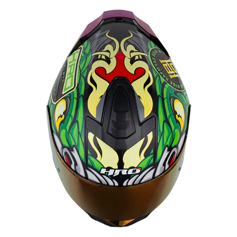 Casco Hro 506Sp Pytoner Negro Rojo Visor Iridium Rojo