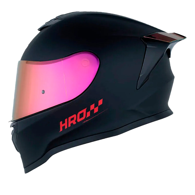 Casco Hro 506Sp Solid V2 Negro Rojo Visor Iridium Rojo