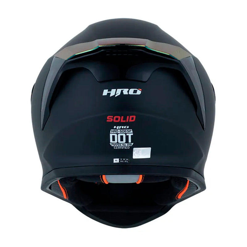 Casco Hro 506Sp Solid V2 Negro Rojo Visor Iridium Rojo