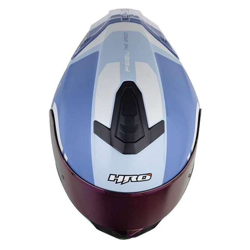 Casco Hro 506Sp Vito Azul Blanco Visor Iridium Morado