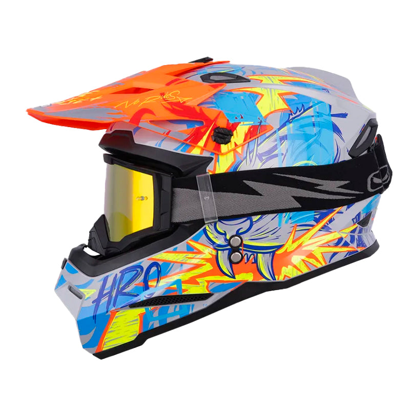 Casco Hro Mx-03 Taiga Gris Amarillo Neon
