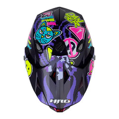 Casco Hro Mx-330Dv Pixel On Azul Fucsia Visor Iridium Azul