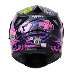 Casco Hro Mx-330Dv Pixel On Azul Fucsia Visor Iridium Azul