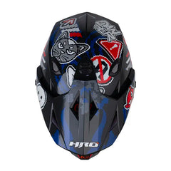 Casco Hro Mx-330Dv Pixel On Azul Rojo Visor Iridium Azul