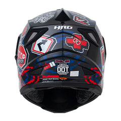 Casco Hro Mx-330Dv Pixel On Azul Rojo Visor Iridium Azul