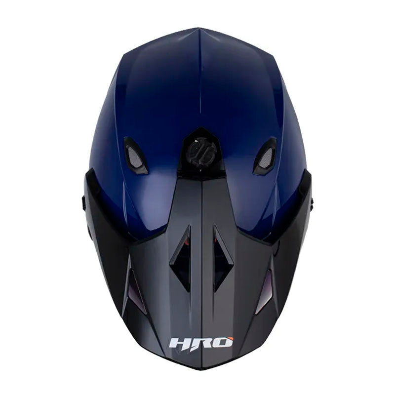 Casco Hro Mx-330Dv Solid Azul Silver Visor Iridium Azul