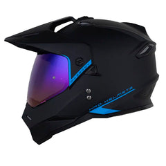 Casco Hro Mx-330Dv Solid Negro Azul Visor Iridium Azul