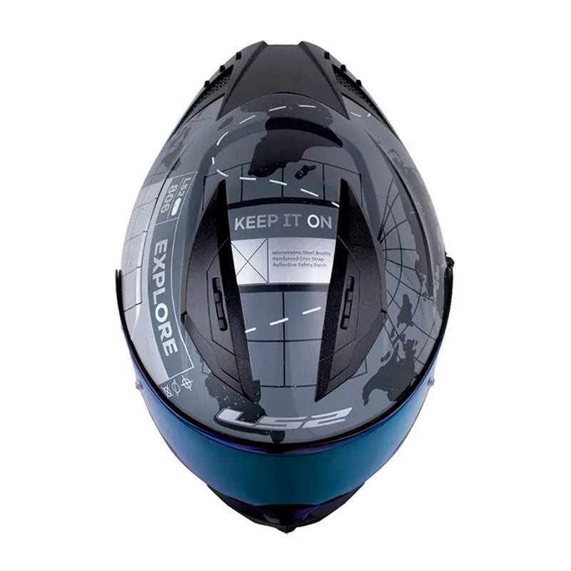 Casco Ls2 Ff806 Beyond Gris Blanco Visor Iridium Azul