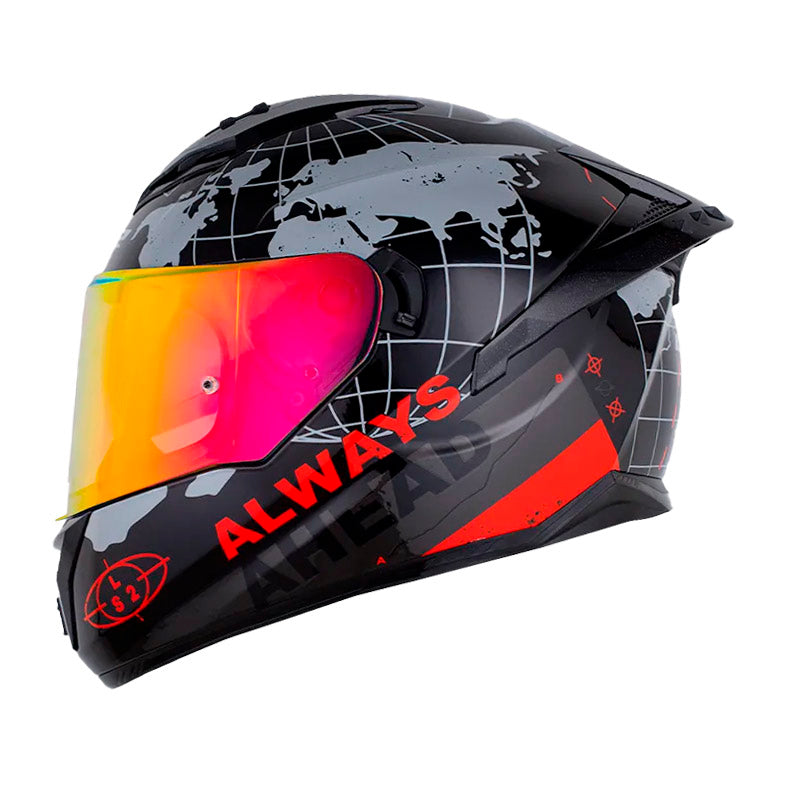 Casco Ls2 Ff806 Beyond Negro Rojo Visor Iridium Rojo
