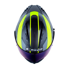 Casco Ls2 Ff806 Fusion Dedal Gris Amarillo Neon Visor Iridium Azul