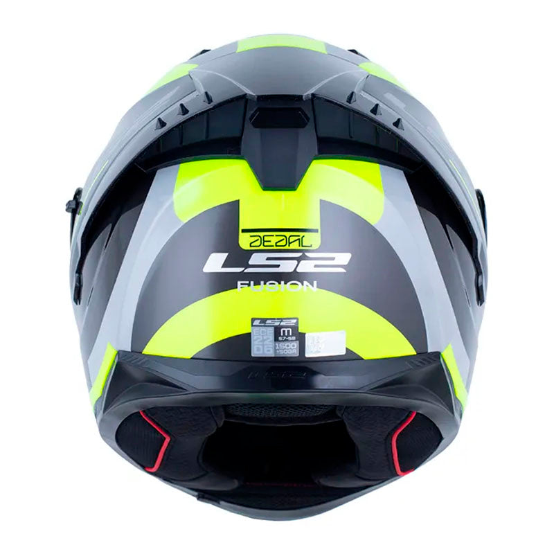 Casco Ls2 Ff806 Fusion Dedal Gris Amarillo Neon Visor Iridium Azul