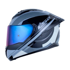 Casco Ls2 Ff806 Fusion Dedal Gris Gris Oscuro Visor Iridium Azul