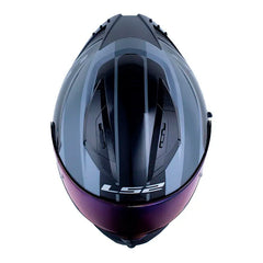 Casco Ls2 Ff806 Fusion Dedal Gris Gris Oscuro Visor Iridium Azul