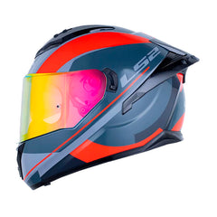 Casco Ls2 Ff806 Fusion Dedal Gris Rojo Visor Revo Rojo