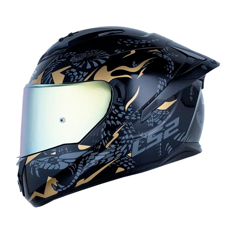Casco Ls2 Ff806 Fusion Mamba Negro Dorado Visor Iridium Dorado