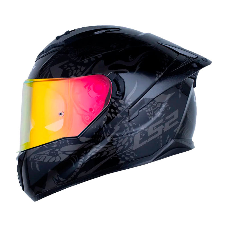 Casco Ls2 Ff806 Fusion Mamba Negro Gris Visor Revo Rojo