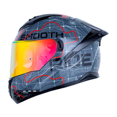 Casco Ls2 Ff806 Fusion Roma Gris Negro Visor Revo Rojo
