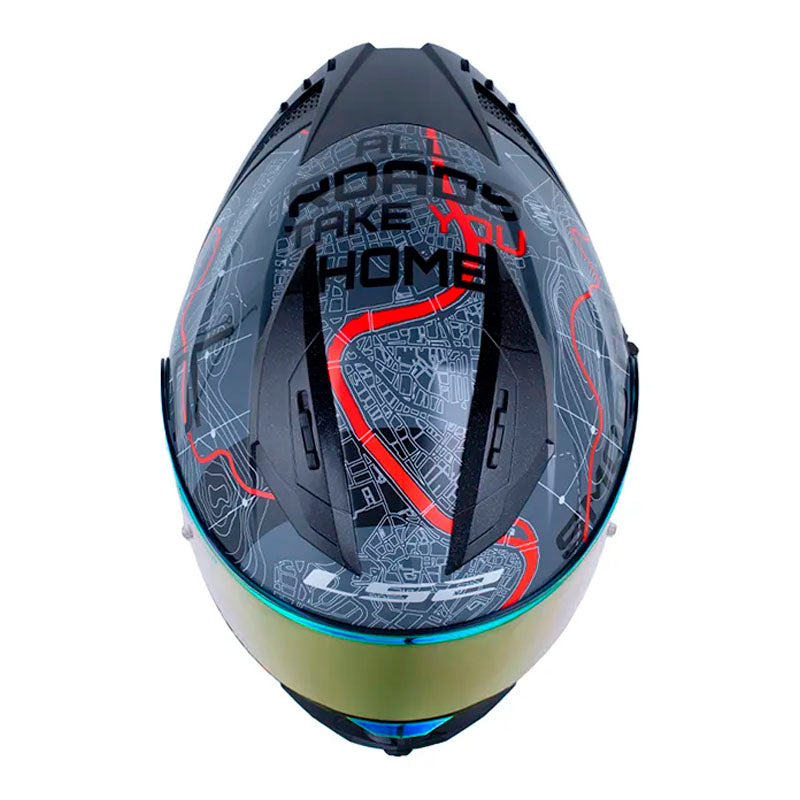 Casco Ls2 Ff806 Fusion Roma Gris Negro Visor Revo Rojo