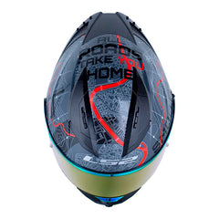 Casco Ls2 Ff806 Fusion Roma Gris Negro Visor Revo Rojo