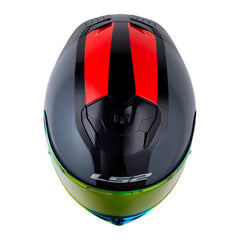 Casco Ls2 Ff808 Stream II Arlequin Negro Rojo Visor Revo Rojo