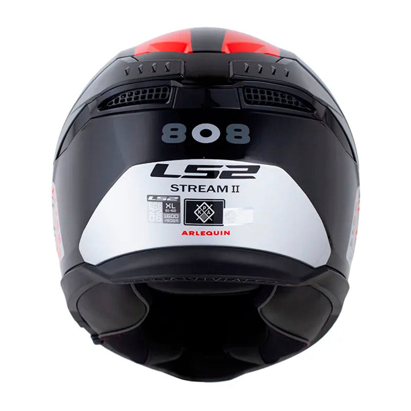 Casco Ls2 Ff808 Stream II Arlequin Negro Rojo Visor Revo Rojo
