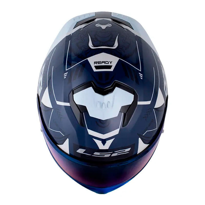 Casco Ls2 Ff808 Stream II Chimerax Azul Gris Visor Iridium Azul