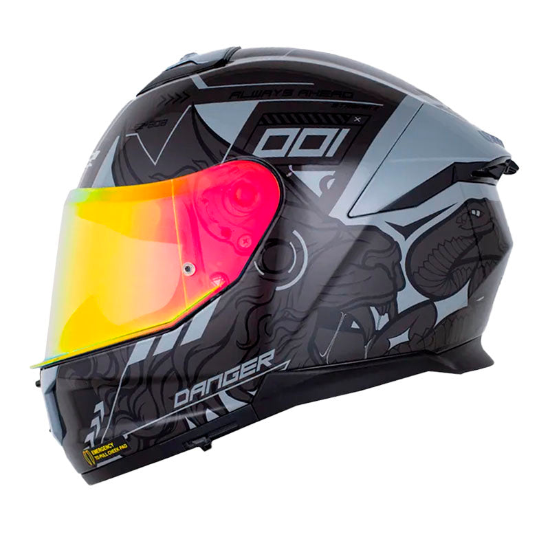 Casco Ls2 Ff808 Stream II Chimerax Gris Oscuro Gris Visor Iridium Rojo