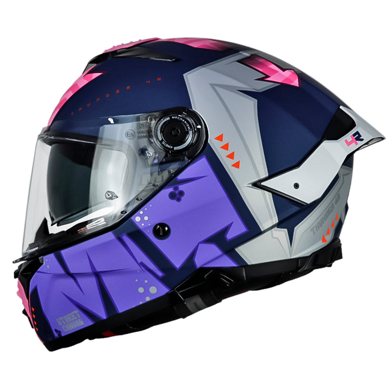Casco Mt Thunder 4 R Sv Canvas C8 Morado Fucsia Azul