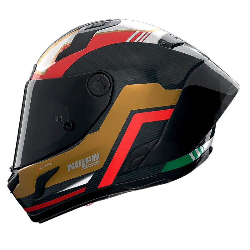 Casco Nolan X-804 Rs Ultra Carbon Piega (366) Dorado Rojo Visor Smoke