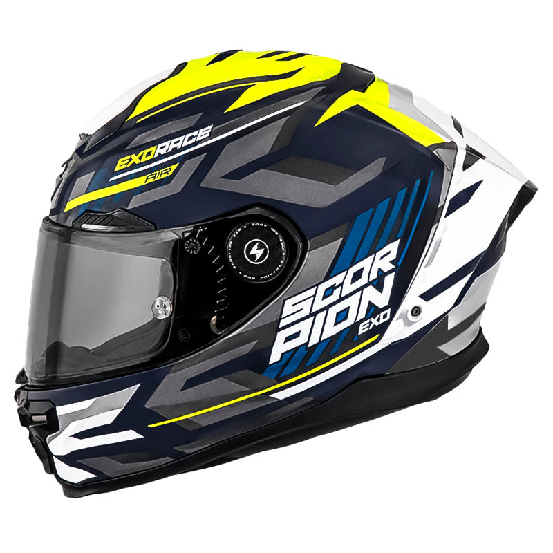 Casco Scorpion Exo-Race Air Kobra Azul Amarillo Neon