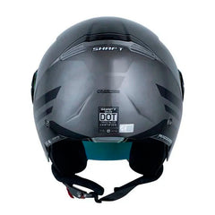 Casco Shaft 212 Flygod Gris Metalico Gris Visor Revo Rojo