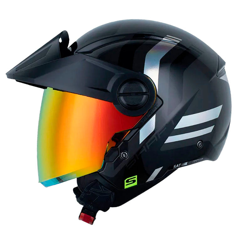 Casco Shaft 212 Flygod Gris Negro Visor Revo Rojo