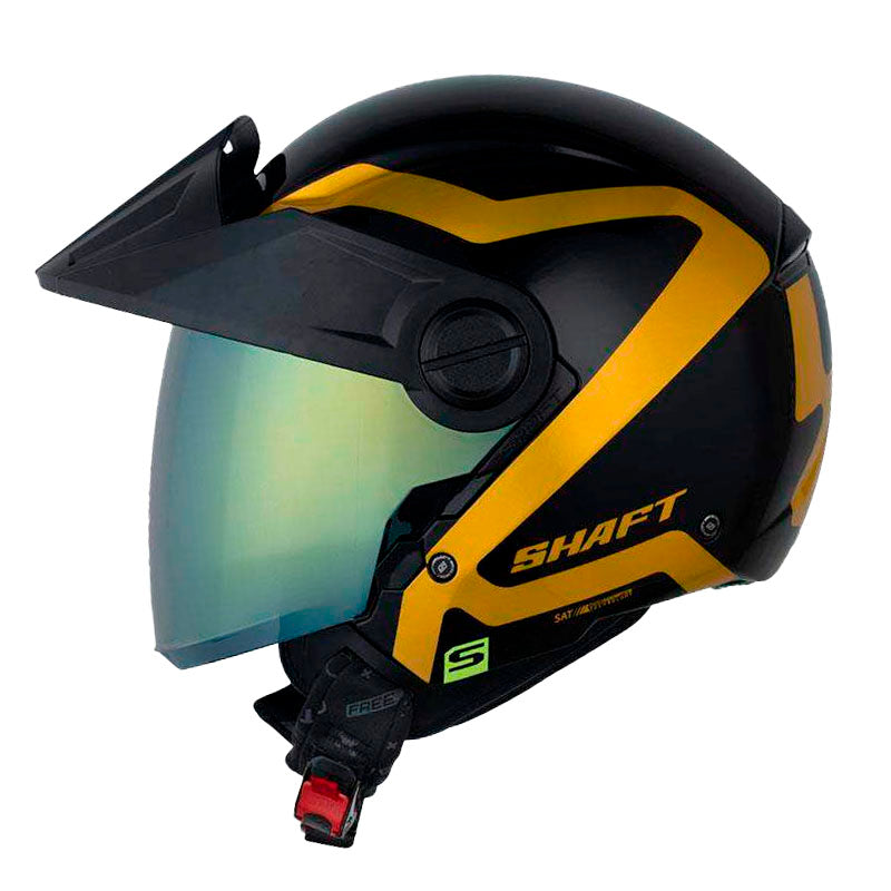 Casco Shaft 212 Holosymbol Negro Holografico Dorado Visor Iridium Dorado