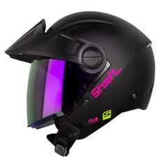 Casco Shaft 212 Solid Negro Fucsia Visor Revo Morado