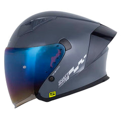 Casco Shaft 226 Gt Solid Gris Silver Visor Iridium Azul