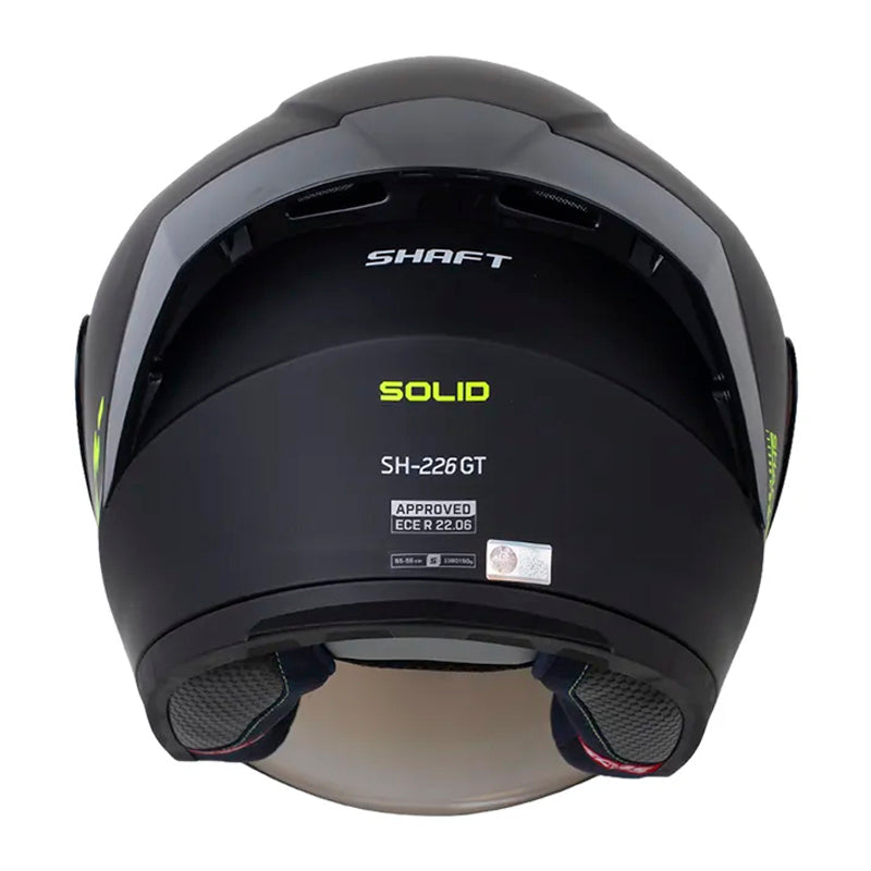 Casco Shaft 226 Gt Solid Negro Amarillo Neon Visor Iridium Azul